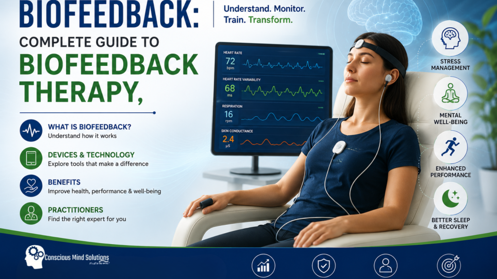 Biofeedback therapy using professional biofeedback devices